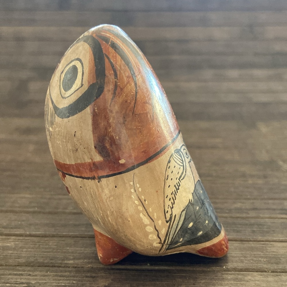 Vintage Mexican Tonala Hand-Painted Clay Owl Figures (Set of 2) - Picture 3 of 11